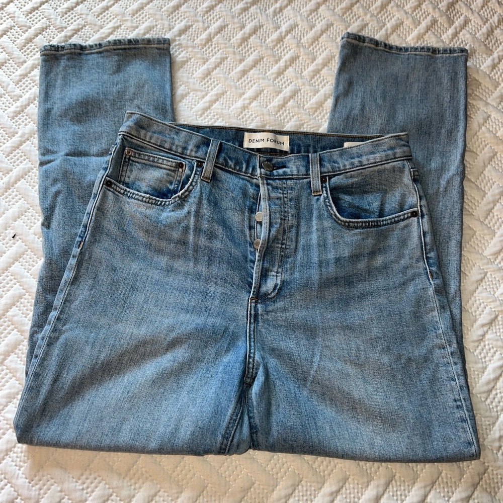 Denim Forum Blue High Rise Straight Jeans - Picture 2 of 9